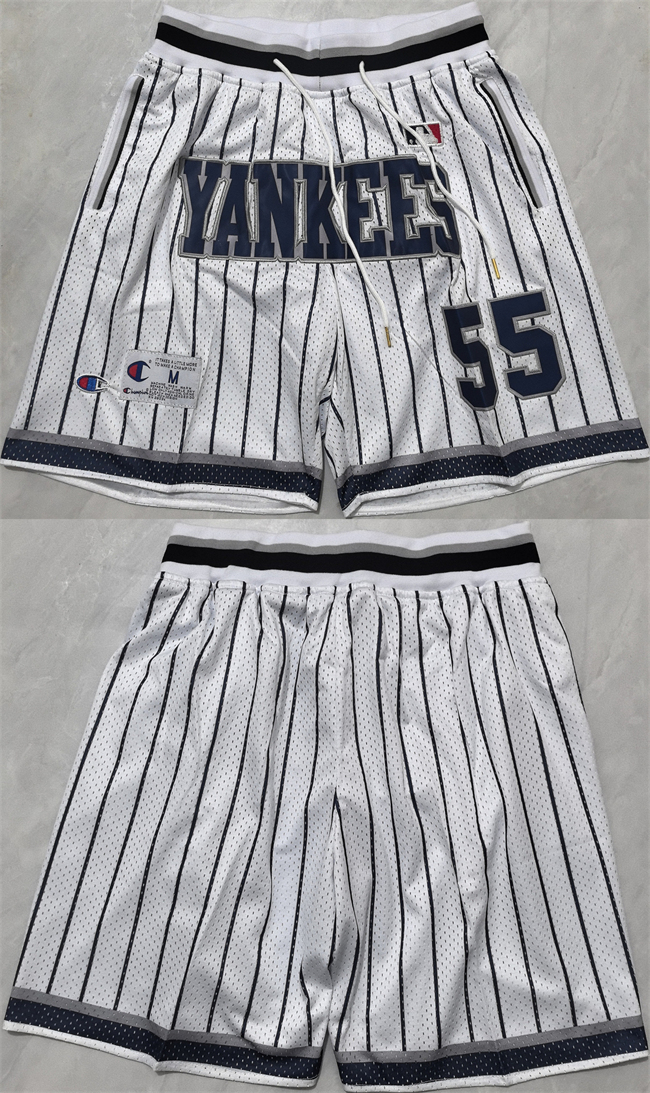 Men's New Yok Yankees #55 White  Shorts (Run Small)